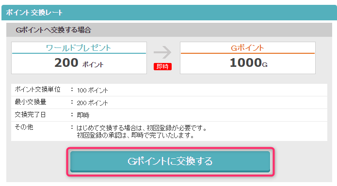 Gポイントサイトより登録